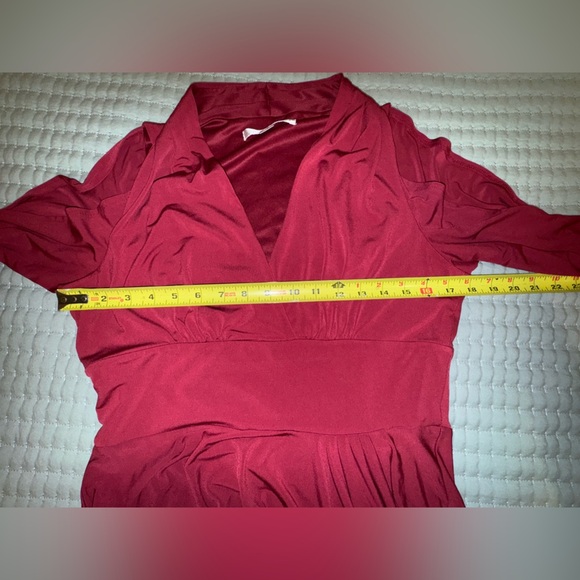BOSTON PROPER Burgundy V-Neck Cold Shoulder Fit Fare Peplum Blouse Size M GUC - Picture 6 of 13